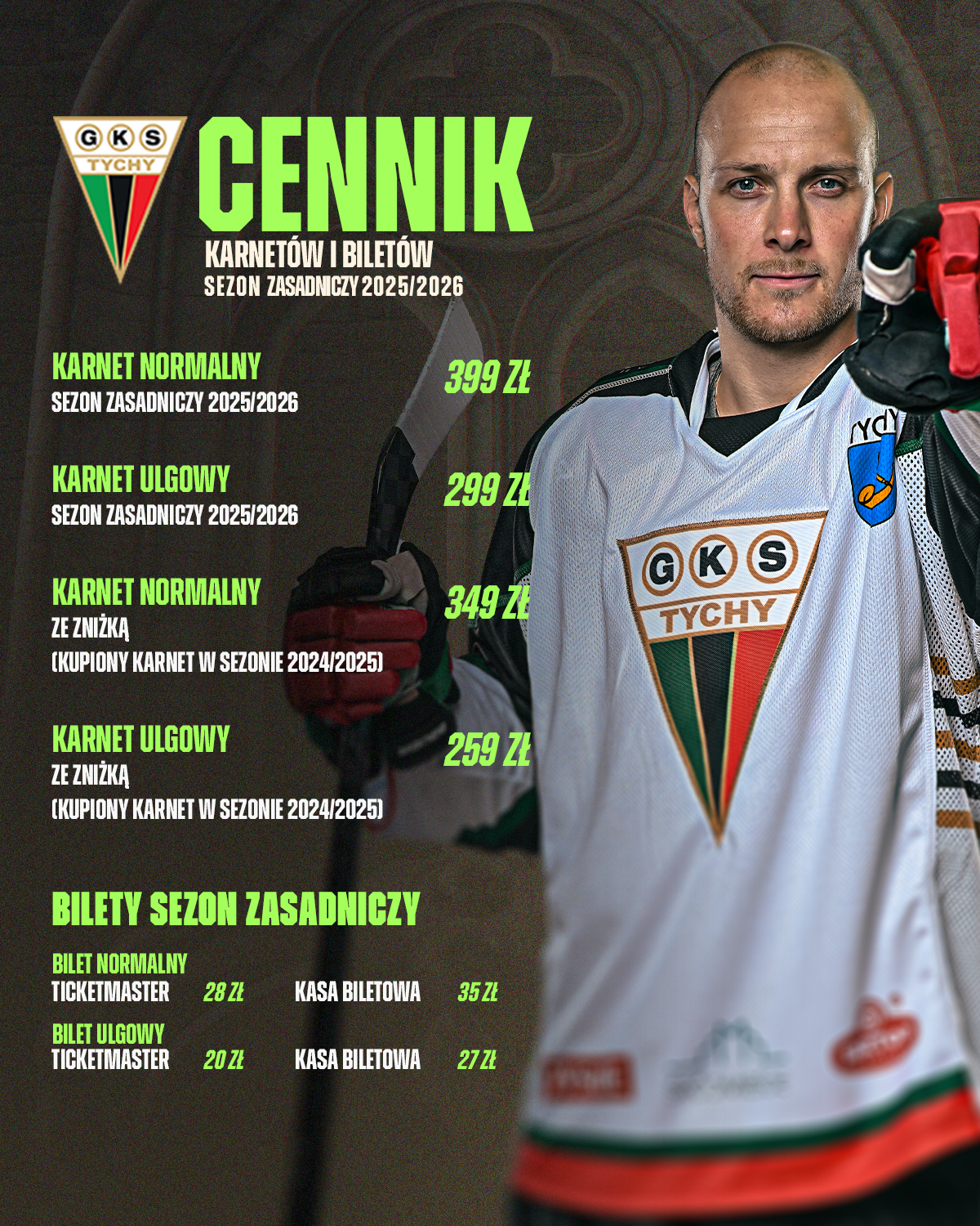 Cennik karnetów i biletów w okresie 2025/26